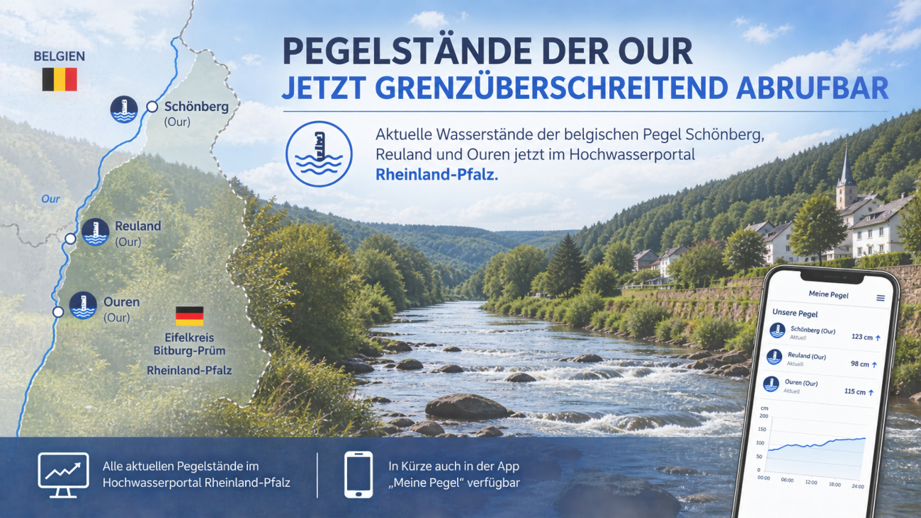 Belgische Pegel in der Hochwasserzentrale RLP abrufbar