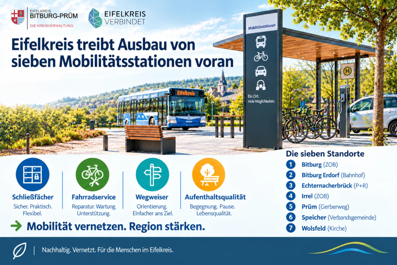 Ingenieurbüro Paulus & Partner erhält den Zuschlag - Baulische Umsetzung der 7 Mobilitätsstationen für den Eifelkreis startet